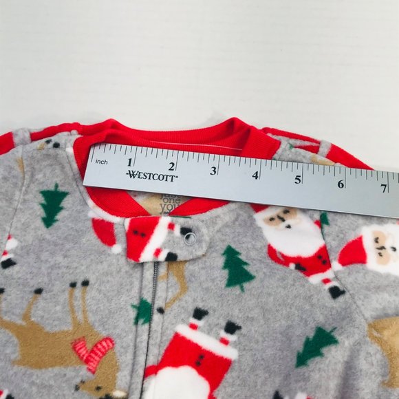 2 Pack Just One You Made By Carter's Baby Size 9 Month Santa Footed Pajama New - Picture 7 of 16